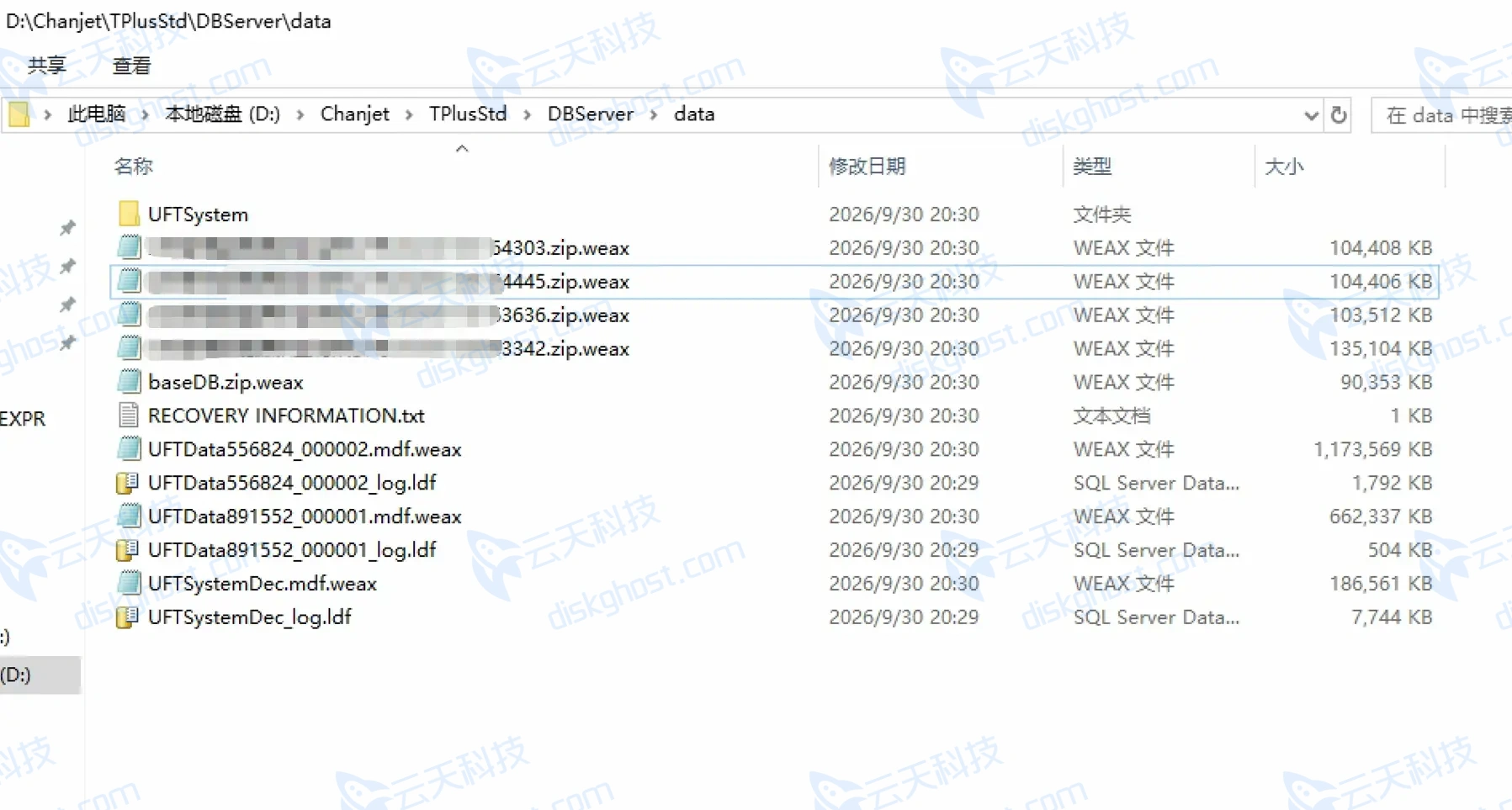 畅捷通账套数据库和备份文件全部被加密为weax